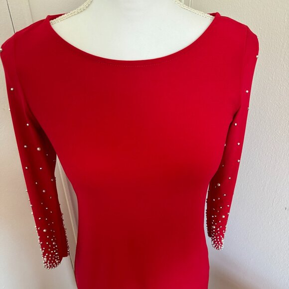 Christmas Dress with Pearls Long Sleaves - Picture 1 of 4